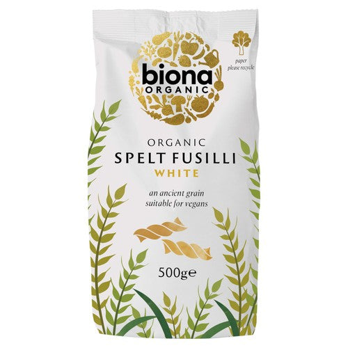 Biona Organic Spelt Fusilli White Pasta 500g (Pack of 3)