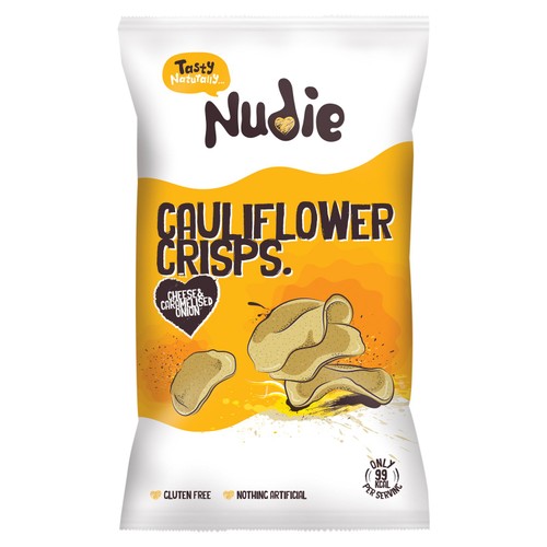 Nudie Cauliflower Crisps with Cheese and Caramelised Onion 80g (Pack of 6)