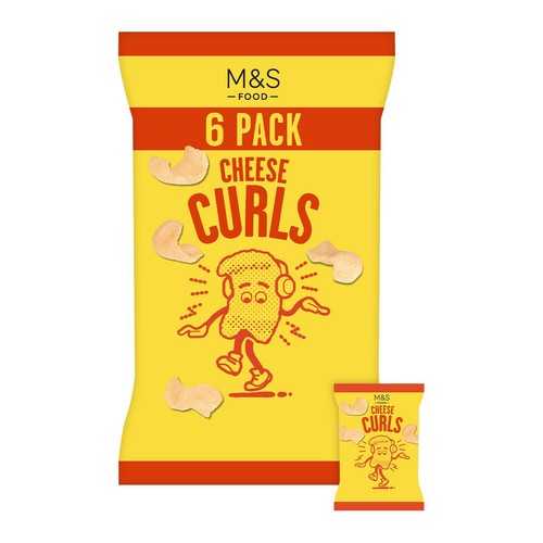 M&S Cheese Curls Multipack 6 x 16g (Pack of 3)