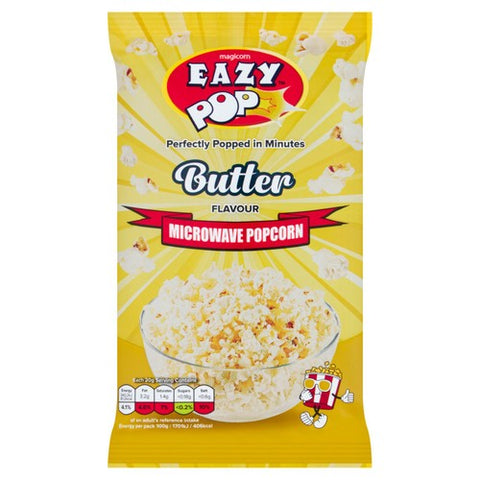 EAZYPOP Microwave Popcorn - Butter flavour 85g (Pack of 6)