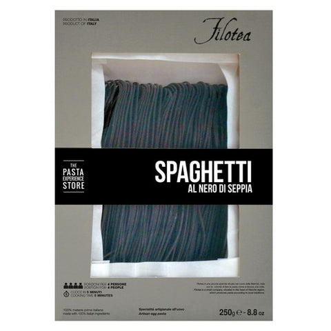 Filotea Squid Ink Spaghetti alla Chitarra Artisan Egg Pasta 250g (Pack of 3)