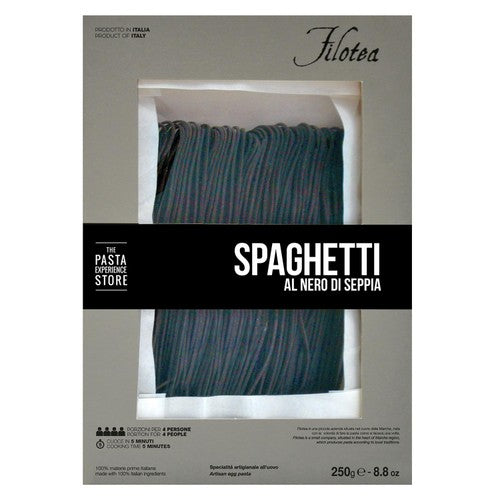 Filotea Squid Ink Spaghetti alla Chitarra Artisan Egg Pasta 250g (Pack of 3)