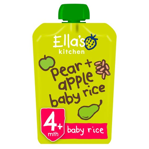 Ella's Kitchen Pear & Apple Baby Rice Baby Food Pouch 4+ Months 120g (Pack of 2)
