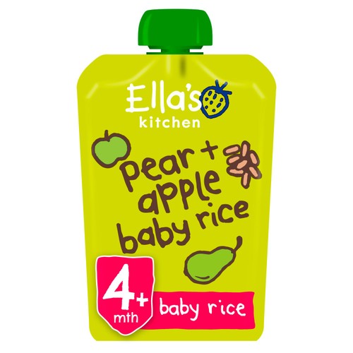 Ella's Kitchen Pear & Apple Baby Rice Baby Food Pouch 4+ Months 120g (Pack of 2)