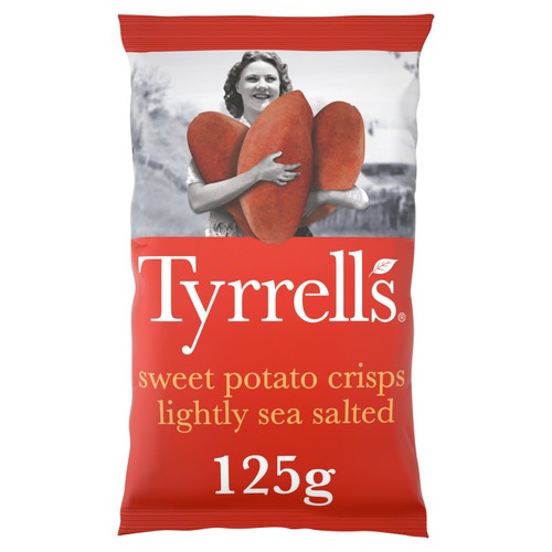 Tyrrells Lightly Sea Salted Sweet Potato Sharing Crisps 125g (Pack of 3)