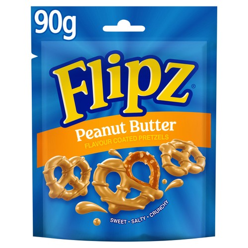 Flipz Peanut Butter Flavour Coated Pretzels 90g (Pack of 6)
