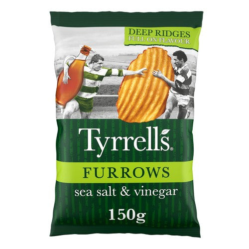 Tyrrells Furrows Sea Salt & Vinegar Sharing Crisps 150g (Pack of 3)