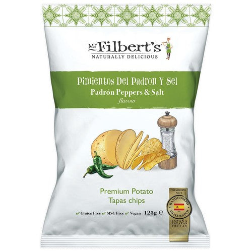 Mr Filbert's Padron Peppers & Salt Premium Potato Tapas Crisps 125g (Pack of 3)