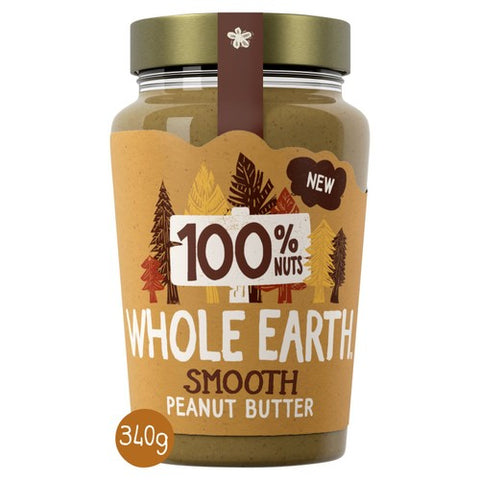 Whole Earth 100% Smooth Peanut Butter 340g (Pack of 2)