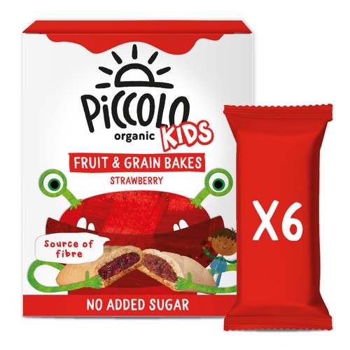 Piccolo Organic Kids Strawberry Fruit & Grain Bars 6 x 22g (Pack of 3)