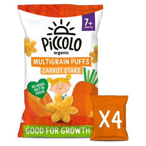 Piccolo Organic Baby Snack Carrot Stars Multipack 7 months+, 4 x 15g (Pack of 3)