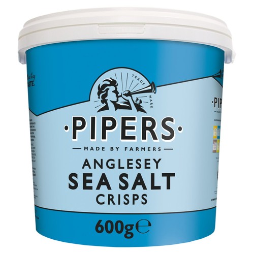 Pipers Anglesey Sea Salt Crisps Sharing Tub 600g (Pack of 3)
