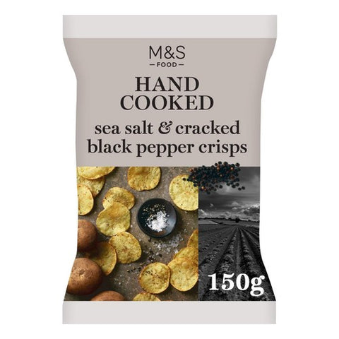 M&S Hand Cooked Sea Salt & Black Pepper Crisps 150g (Pack of 3)