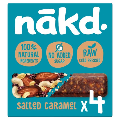 nakd. Salted Caramel Fruit & Nut Bars Multipack 4 x 35g (Pack of 3)