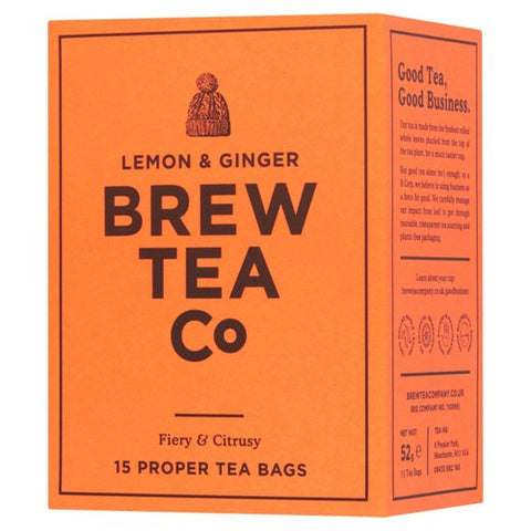 Brew Tea Co Lemon & Ginger Tea Bags 15's (Pack of 3)