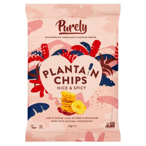 Purely Plantain Chips Nice & Spicy 75g (Pack of 6)