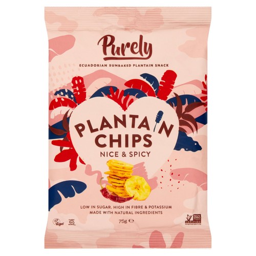 Purely Plantain Chips Nice & Spicy 75g (Pack of 6)