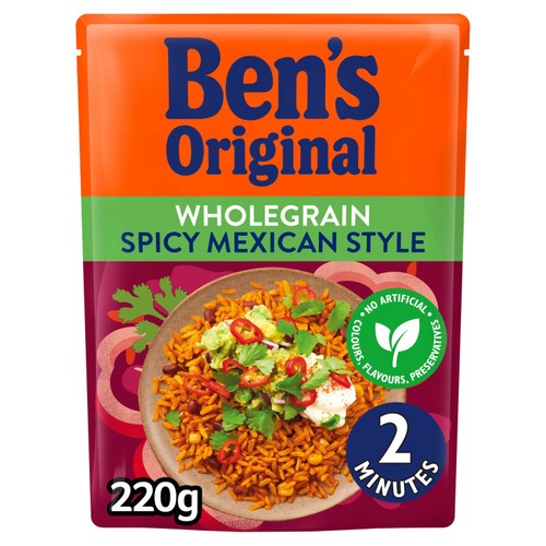 Ben's Original Wholegrain Spicy Mexican Microwave Rice 220g (Pack of 2)