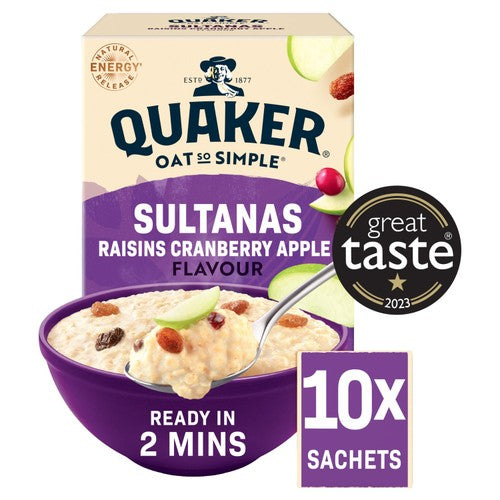 Quaker Oat So Simple Sultanas Raisins Fruit Cereal 10 x 38.5g (Pack 3)