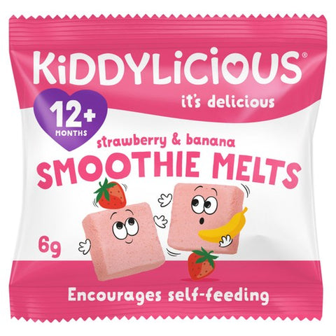 Kiddylicious Strawberry & Banana Smoothie Melts Baby Snacks 6g (Pack of 3)