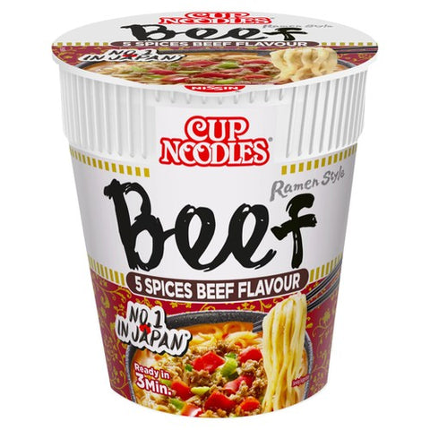 Nissin Cup Noodles 5 Spices Beef Flavour Instant Ramen Style Pot 64g (Pack of 2)