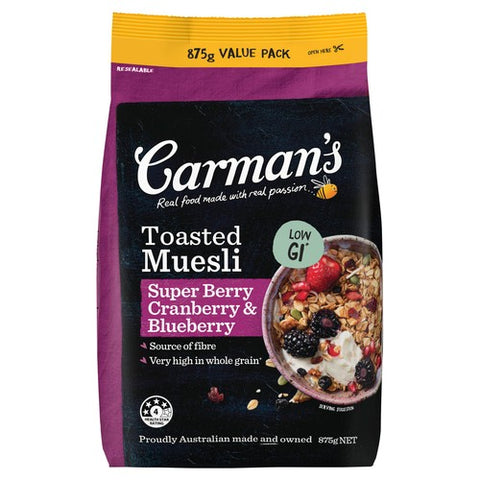 Carmans Kitchen Super Berry Muesli Bag 875g (Pack of 3)