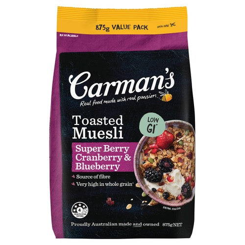 Carmans Kitchen Super Berry Muesli Bag 875g (Pack of 3)