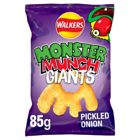 Walkers Monster Munch Giants Pickled Onion Sharing Bag Snacks 85g (Pack of 6)
