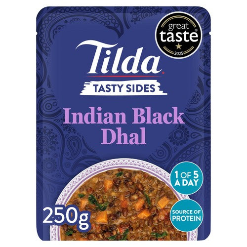 Tilda Tasty Sides Indian Black Dhal Pulses and Vegetables 250g (Pack of 2)