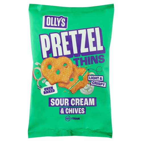 Olly's Pretzel Thins - Sour Cream & Onion 140g (Pack of 3)