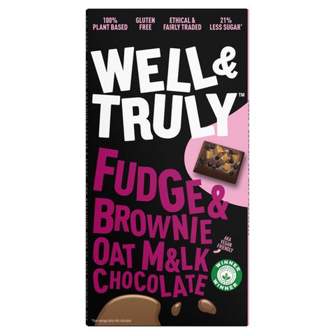 Well&Truly Fudge & Brownie Oat M&lk Chocolate 90g (Pack of 3)