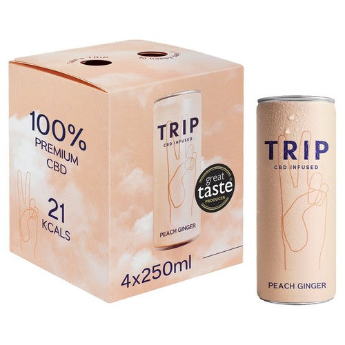 TRIP CBD Infused Peach Ginger 4 x 250ml (Pack of 2)