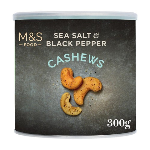 M&S Sea Salt & Black Pepper Cashews 300g (Pack of 3)