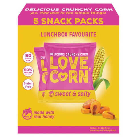 LOVE CORN Sweet & Salty Multipack 5 x 20g (Pack of 3)