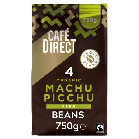 Cafedirect Fairtrade Organic Machu Picchu Peru Coffee Beans 750g (Pack of 2)