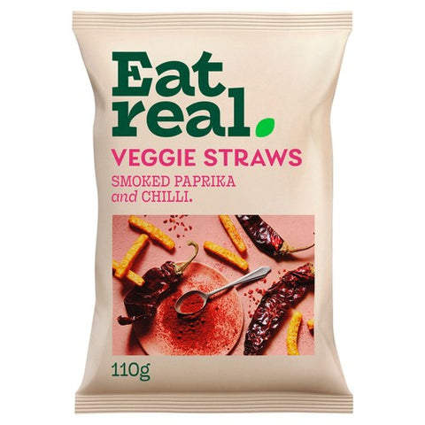 Eat Real Smoked Paprika & Chilli Veggie Straws 110g (Pack of 3)