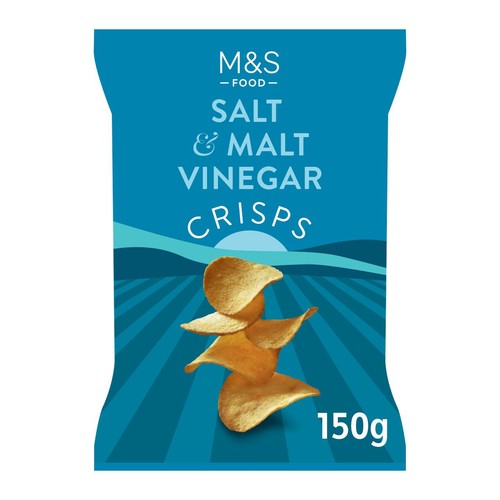 M&S Sea Salt & Malt Vinegar Crisps 150g (Pack of 3)