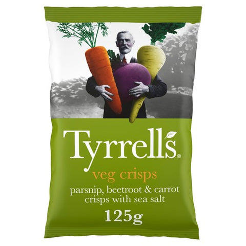 Tyrrells Parsnip, Beetroot & Carrot Veg Crisps with Sea Salt 125g (Pack of 3)