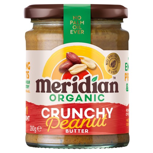 Meridian Organic Crunchy Peanut Butter 100% 280g (Pack of 2)
