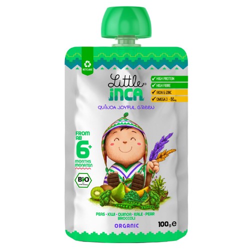 Little Inca Quinoa Joyful Green Baby Food Pouch 6 months+ 100g (Pack of 2)