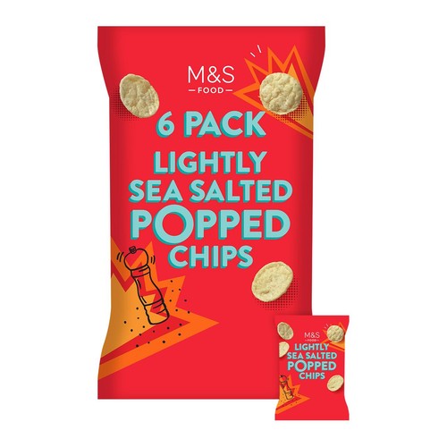 M&S Lightly Salted Popped Potato Chips Multipack 6 x 20g (Pack of 3)