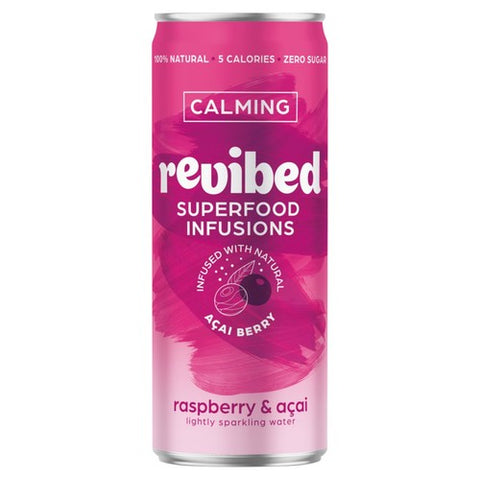 Revibed Calming Raspberry Acai Berry Infused Sparkling Water 250ml (Pack 6)