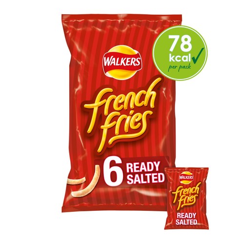 Walkers French Fries Ready Salted Multipack Snacks Crisps 6x18g (Pack of 3)