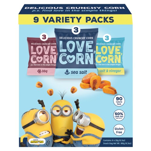 LOVE CORN Variety Pack 9 x 20g (Pack of 3)
