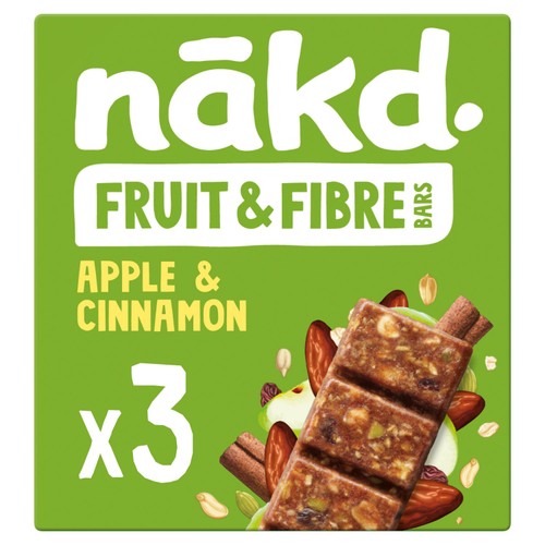 nakd. Fruit & Fibre Apple & Cinnamon Bars Multipack 3 x 44g (Pack of 3)