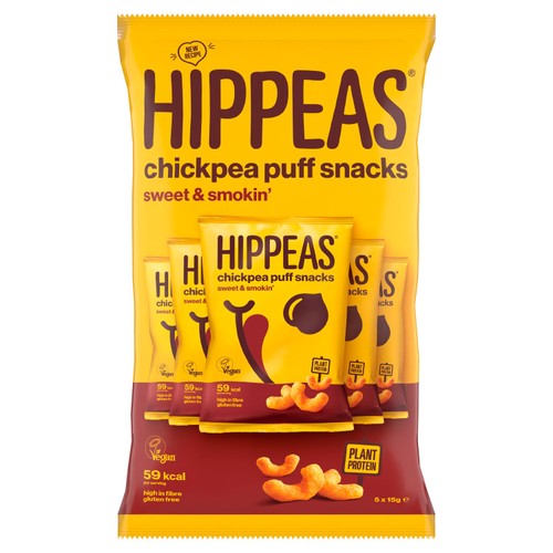 Hippeas Chickpea Puffs - Sweet & Smokin' Multipack 5 x 15g (Pack of 6)
