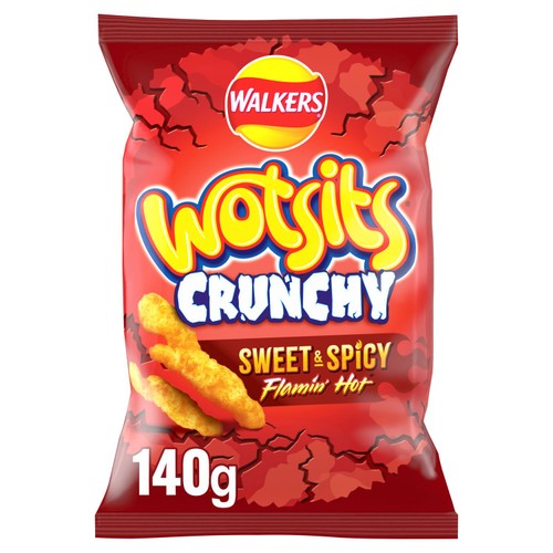 Walkers Wotsits Crunchy Sweet & Spicy Snacks Crisps 140g (Pack of 3)