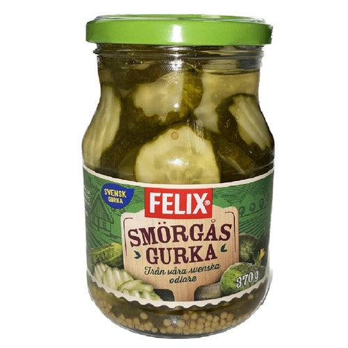 Felix Smorgasgurka Sliced Pickled Gherkins 370g (Pack of 2)