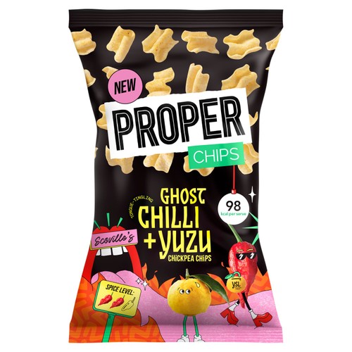 PROPER Chips Ghost Chilli & Yuzu Chickpea Chips 85g (Pack of 6)