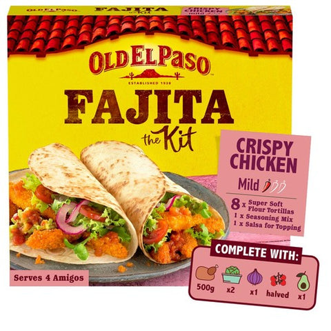 Old El Paso Mexican Oven Baked Crispy Chicken Fajita Kit 555g (Pack of 2)
